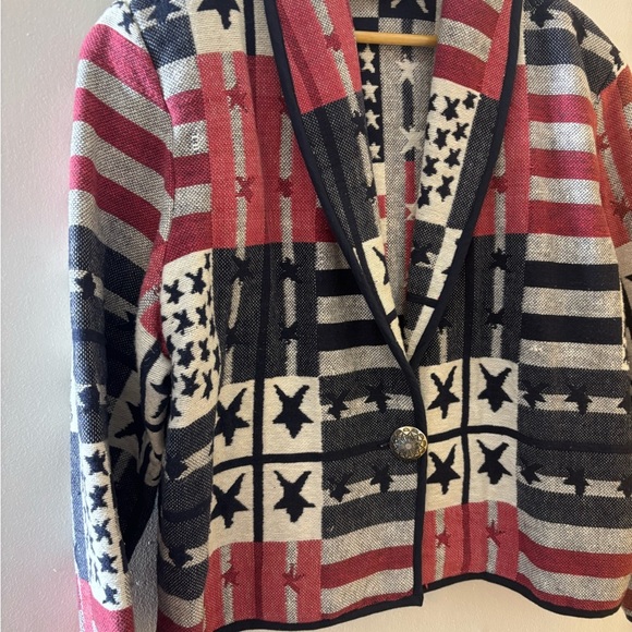 Vintage Bedford Fair Americana Flag Tapestry Blazer - Picture 6 of 10